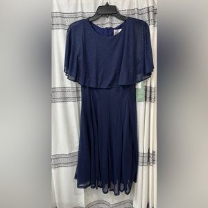 J. Taylor blue shimmery mid-length midnight blue dress in Size 6.